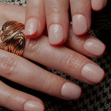 Micro Red French nails. Reusable nail extensions. Short square French nails. 