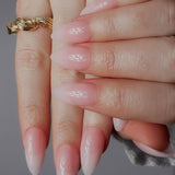Natural French nails. Long natural pink nails. Reusable nail extensions. French nail art. 