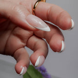 White French nail art by Inglass Nails. Reusable nail extensions. 