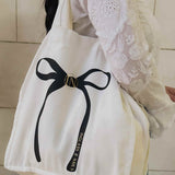 Cotton canvas tote. Shopper tote. Canva tote with bow. By Inglass Nails. 