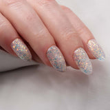 Glitter nails. Encapsulated glitter. Reusable nail extensions. 