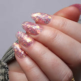 Glitter nails. Encapsulated glitter. Reusable nail extensions. 