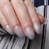 Glitter nails. Encapsulated glitter. Reusable nail extensions. 