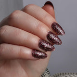 Glitter nails. Encapsulated glitter. Reusable nail extensions. 