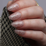Glitter nails. Encapsulated glitter. Reusable nail extensions. 