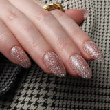 Glitter nails. Encapsulated glitter. Reusable nail extensions. 