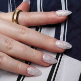 Glitter nails. Encapsulated glitter. Reusable nail extensions. 