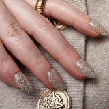 Glitter nails. Encapsulated glitter. Reusable nail extensions. 