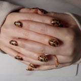 Inglass nails classic tortoiseshell nails. Tortoiseshell nail art. Fall 2025 nails. Reusable nail extensions set. 