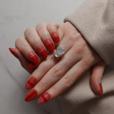 Striped Nails designed. Red striped nails. Fall nail extensions. Reusable nail extensions by Inglass Nails. 