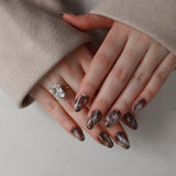 Marble nails. Reusable nail extensions by Inglass nails.