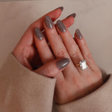 Soft taupe glitter nails by Inglass nails 