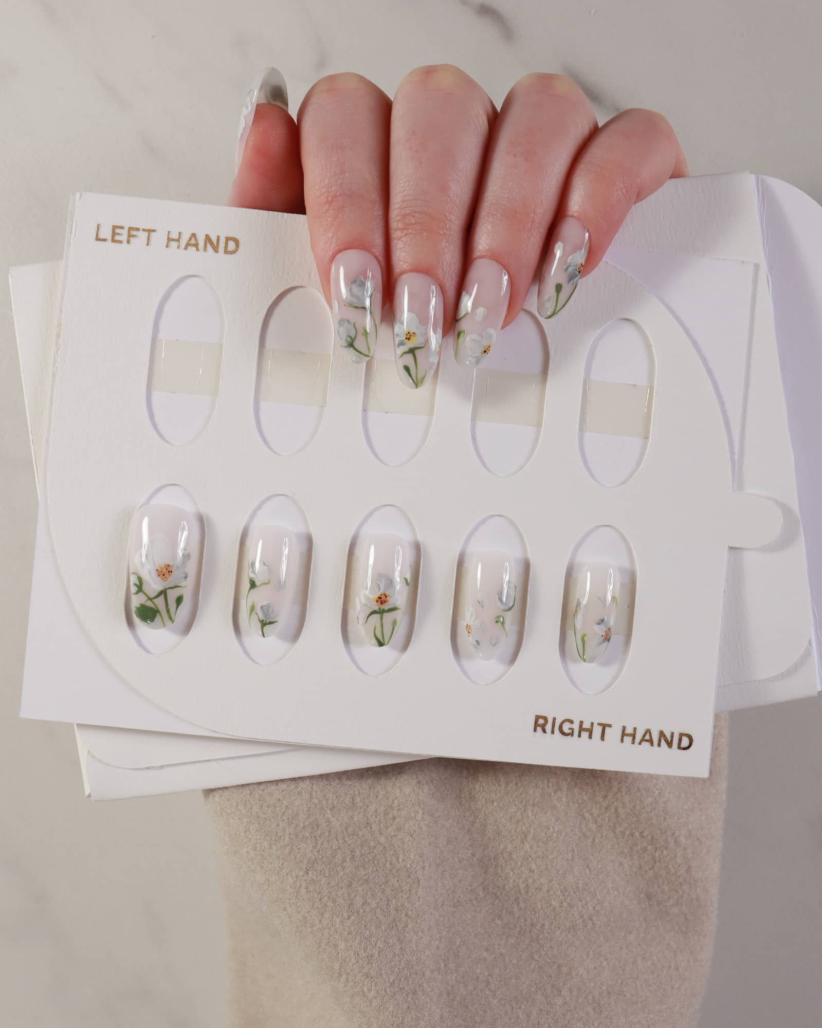 white handpainted flowers box