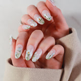 white handpainted flowers