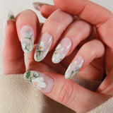 white handpainted flowers