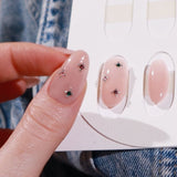 Hard gel nail extensions with crystals by inglass nails. 